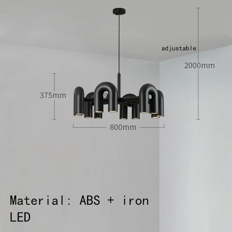 Art Deco Chandelier in Black Orange Gray Metal by Afralia™