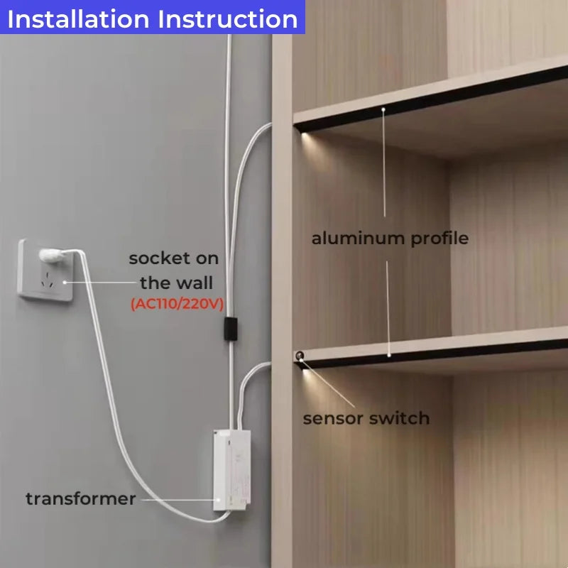 Afralia™ Slim LED Cabinet Shelf Aluminum Profile with Hidden Channel & Diffuser