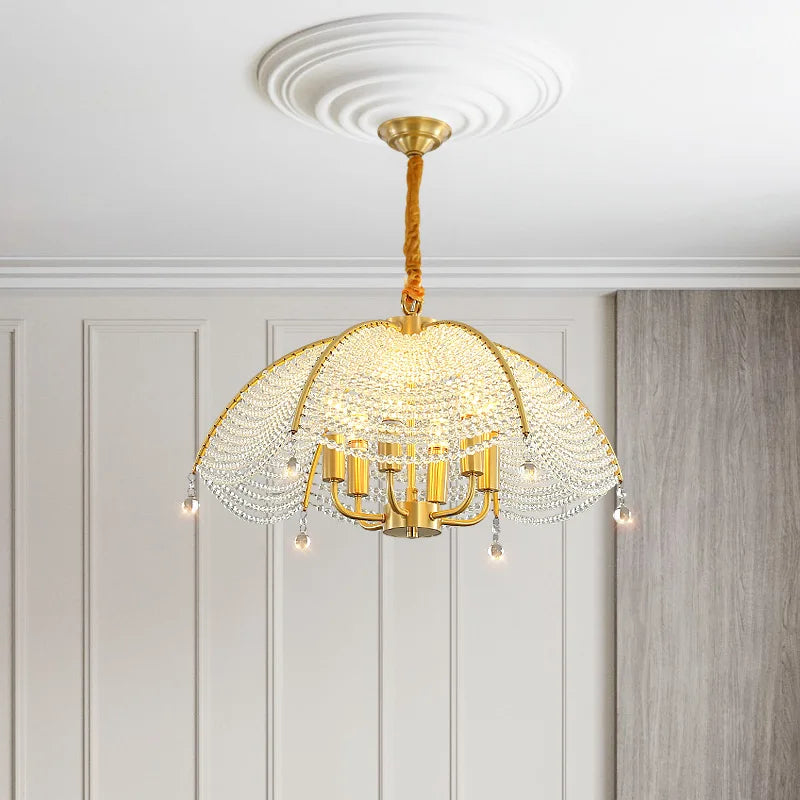 Afralia™ Copper Crystal Chandelier: Luxurious New American French Style Livingroom Lighting