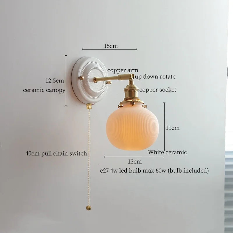 Afralia™ Striped Ceramic LED Wall Sconce: Modern Nordic Interior Light