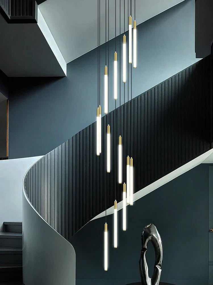 Afralia™ Modern LED Chandelier Pendant Light for Loft Staircase Lighting