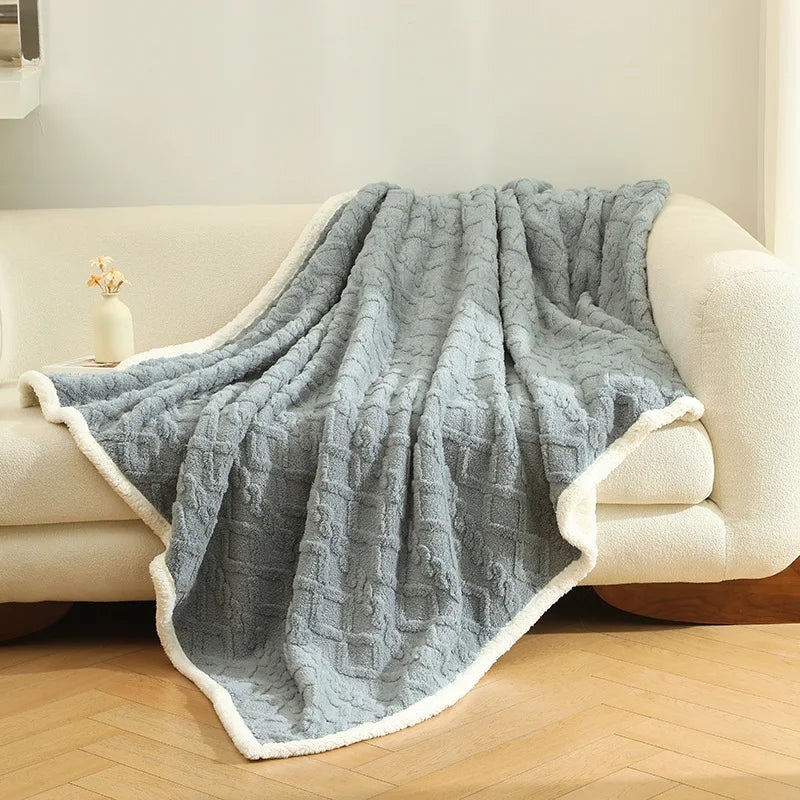 Afralia™ Taffeta Velvet Jacquard Blanket: Luxe, Warm, Skin-Friendly for Office, Sofa