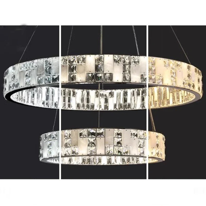 Afralia™ Luxe Black Chandelier with Acrylic Crystals - Modern Art Deco Ceiling Light