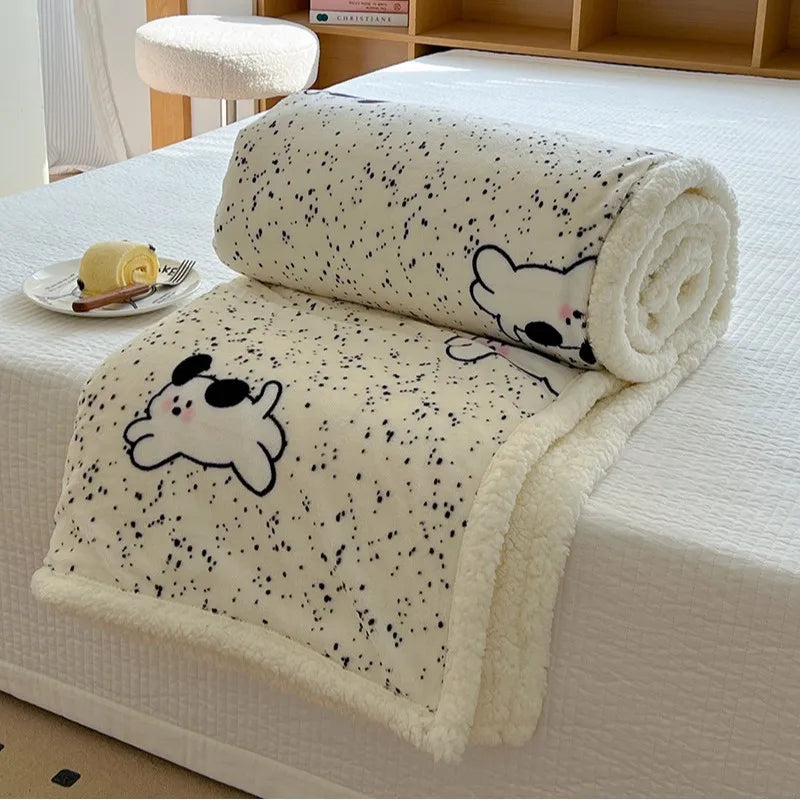 Afralia™ Cartoon Lamb Wool Blanket: Double-Layered, Thick & Warm for Children & Adults