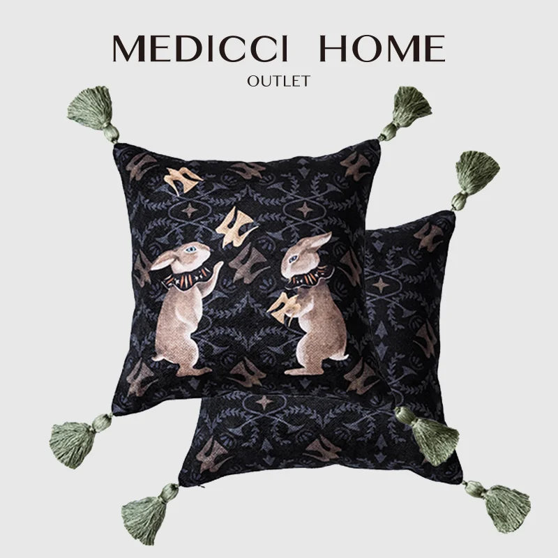 Afralia™ Retro Rabbit Acanthus Scroll Cushion Cover for Living Room Sofa