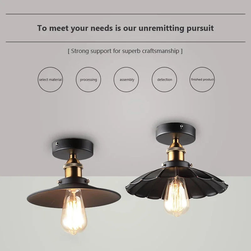 Afralia™ Retro Ceiling Lamp | American Country Style Black Gold Ceiling Light