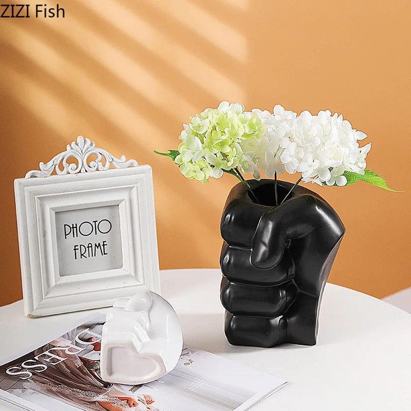 Afralia™ Ceramic Fist Vase for Stylish Room Decor & Flower Arrangement