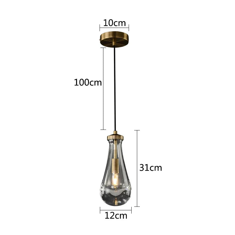 Afralia™ Water Drop Glass Pendant Light: Nordic Brass Finish for Dining Room, Bar, Bedroom Fixtures