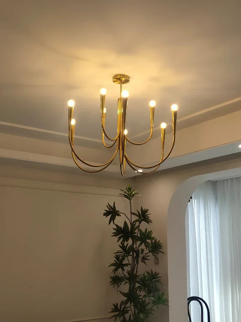 Afralia™ Brass Chandelier: Stylish Pendant Lights for Dining Room, Living Room, Kitchen Island & Bedroom