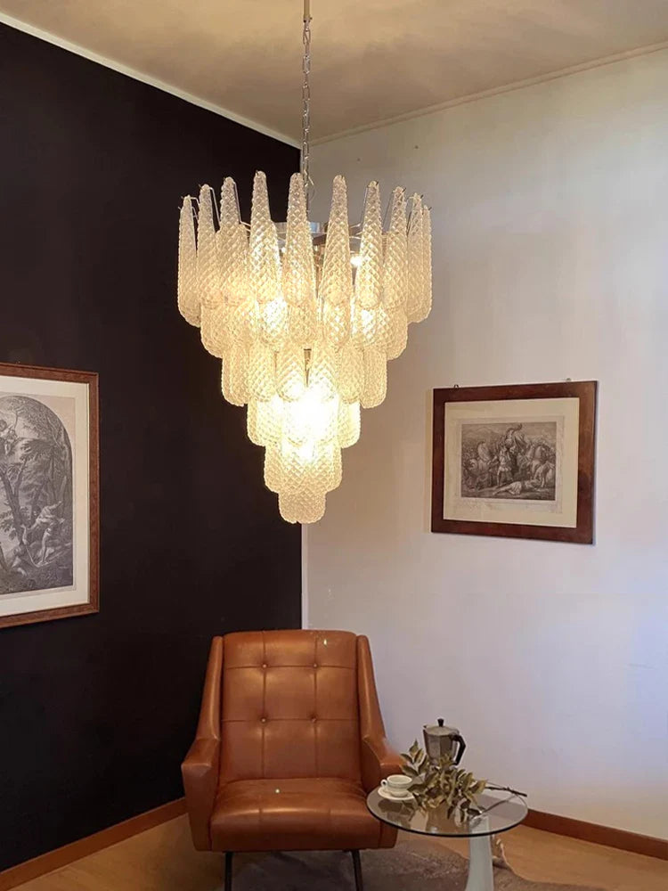 Afralia™ Round White Glass Pendant Light: Modern Waterfall Ceiling Fixture for Living Room