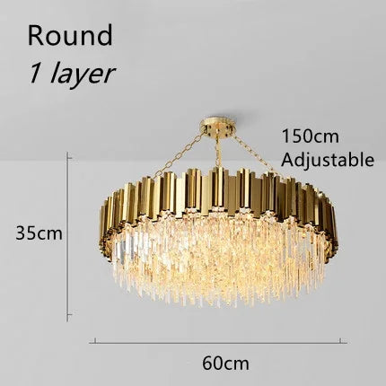 Afralia™ Modern Gold K9 Crystal Chandelier for Luxury Home Decor & Lighting