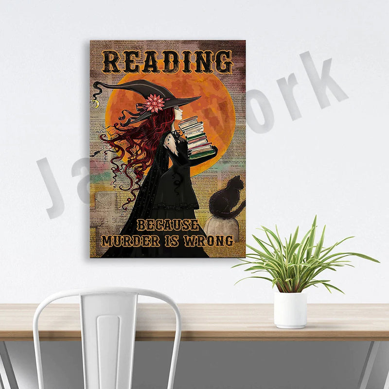 Vintage Book Poster: "Murder Is Wrong" Home Decor for Book Lovers & Black Cat Enthusiasts by Afralia™