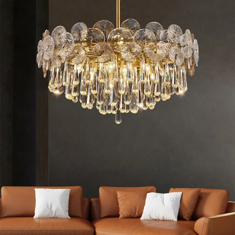 Afralia™ Crystal LED Ceiling Chandelier for Luxurious Living Room Decor