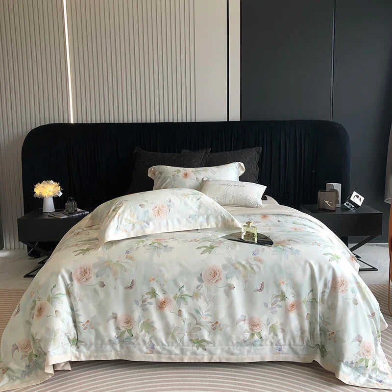 Afralia™ Rose Flower Print Bedding Set, Soft & Breathable, Duvet Cover, Bed Sheet, Pillowcases