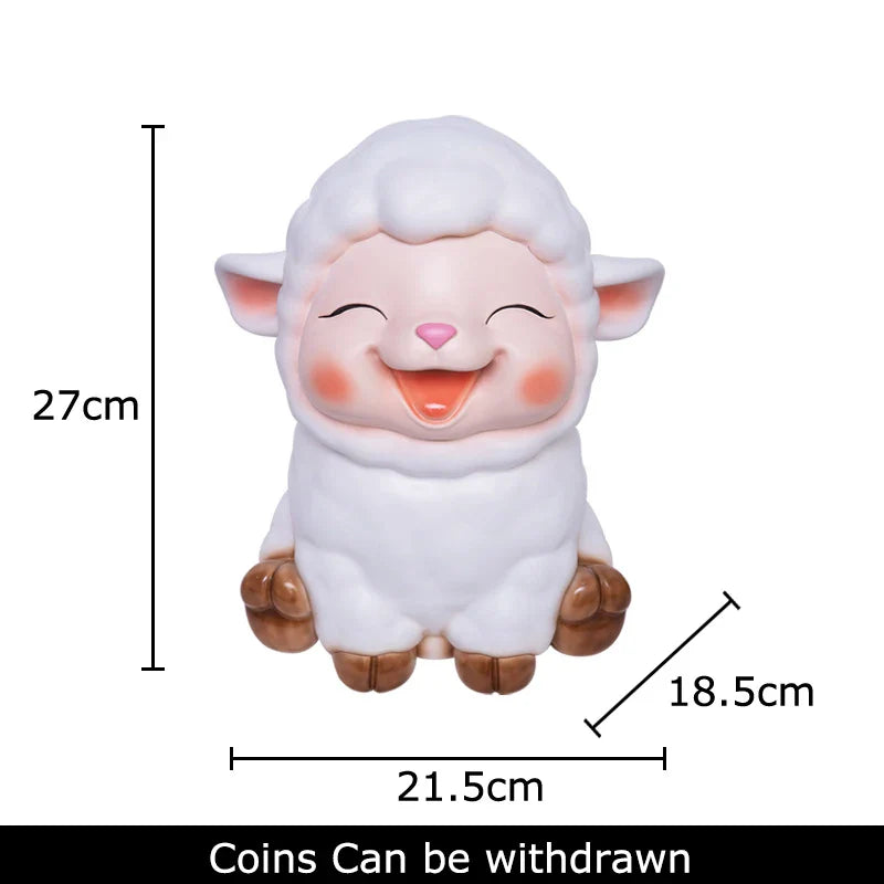 Afralia™ Little Lamb Child Savings Jar Piggy Bank Aesthetic Desk Ornament Sculpture