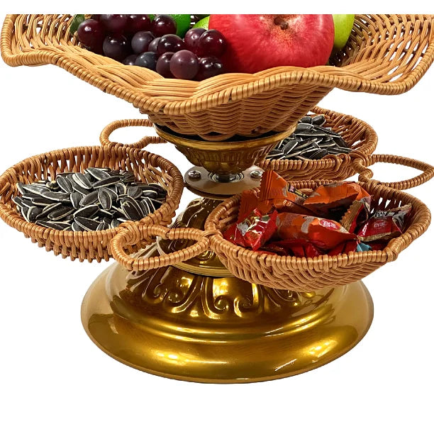 Afralia™ Rattan Multipurpose Tray: Modern Tea Table, Snack Fruit Storage, Nuts Dried Fruit Tray