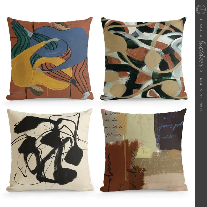 Afralia™ Vintage Art Nordic Design Cushion Cover 55x55 - Home Decoration