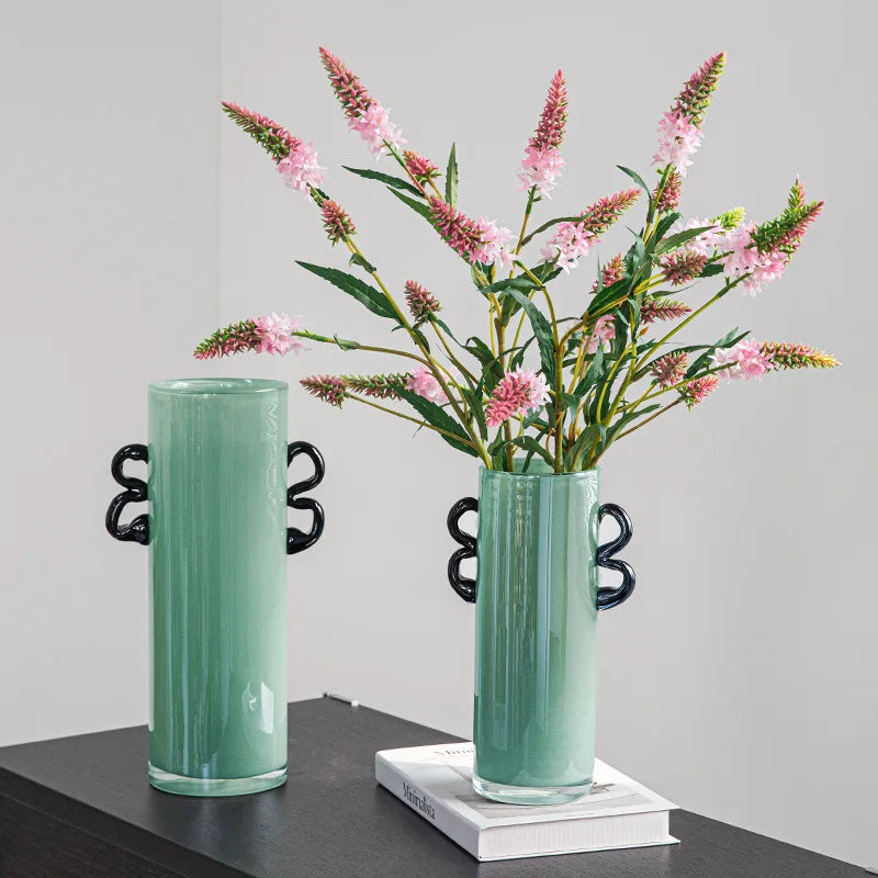 Afralia™ Glass Vase: Double-eared Straight-tube Flower Arrangement Hydroponics Terrarium Home Decoration