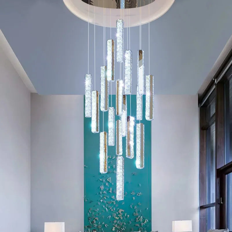 Afralia™ Crystal Lustre Pendant Lights with Dimmable LED, Adjustable Cable - Gold Chrome Steel