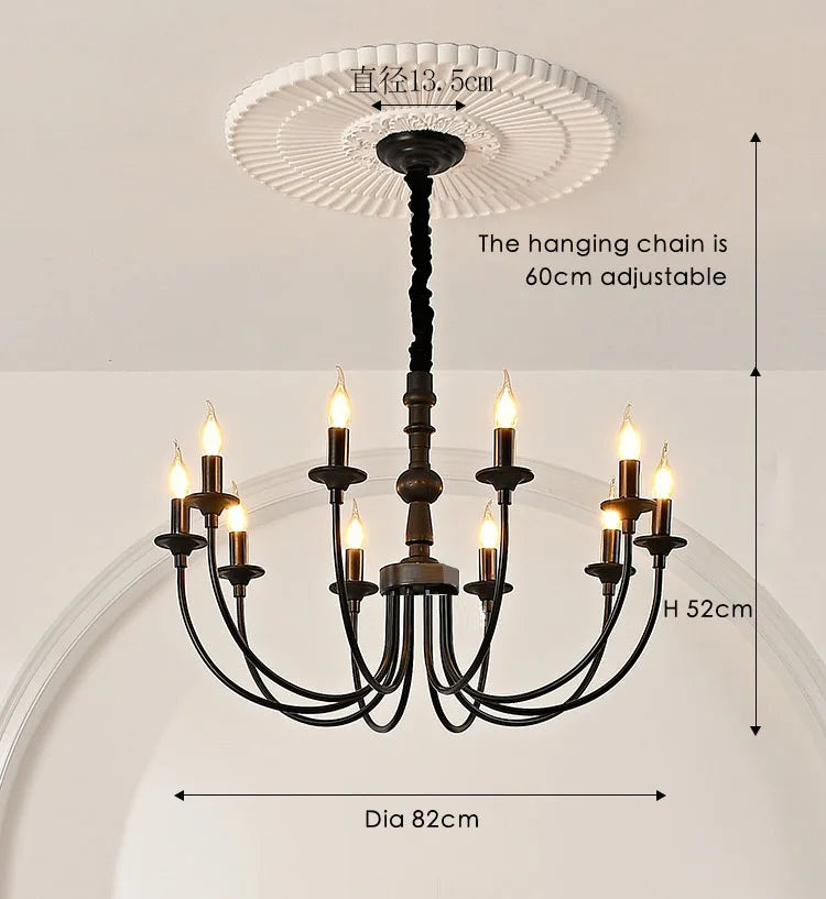 Afralia™ Black Metal Chandelier 8 Heads Pendant Lights for Home Decor