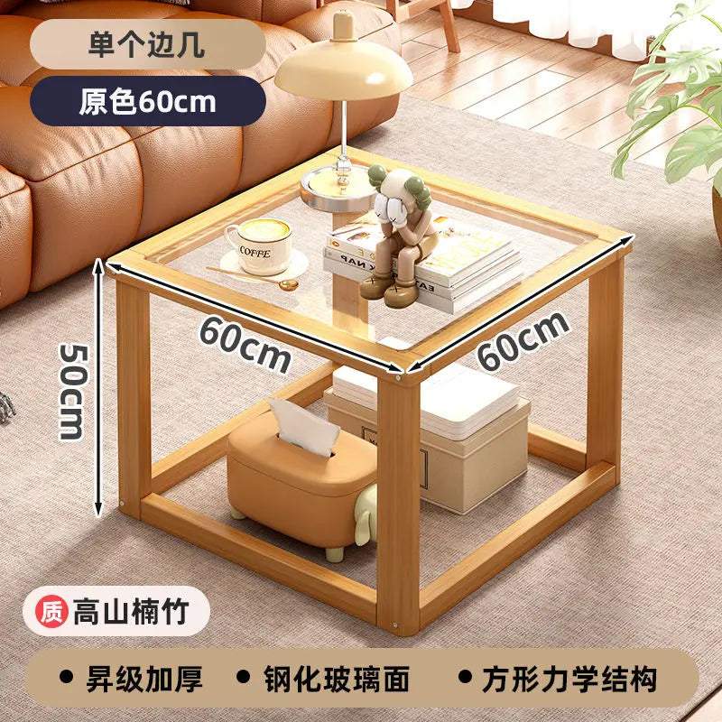 Afralia™ Modern Glass Coffee Table Set for Small Apartment Living Room