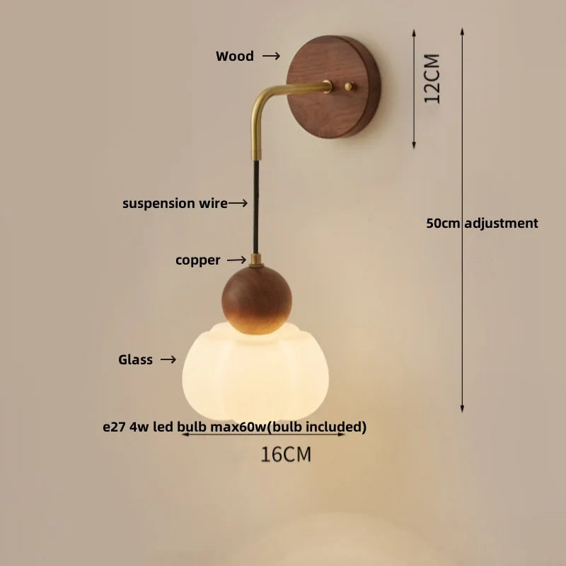 Afralia™ Nordic Walnut Wood LED Wall Lamp for Modern Living Spaces