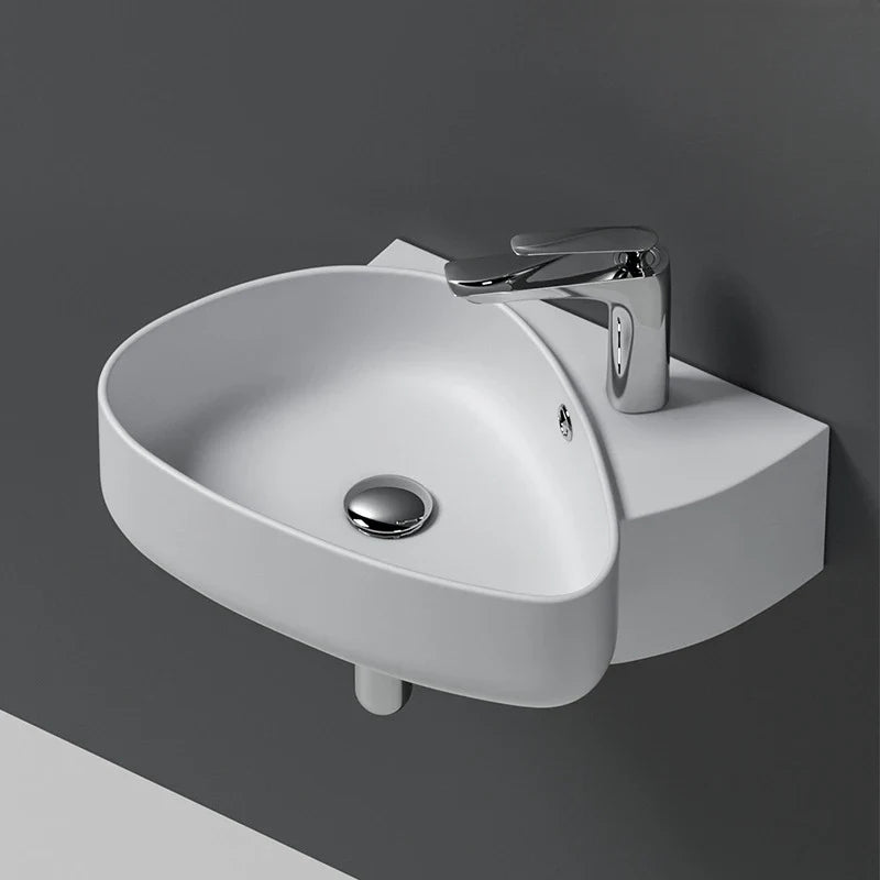 Afralia™ Small Ceramic Wall Mounted Wash Basin White Bathroom Basin 500x355x160mm