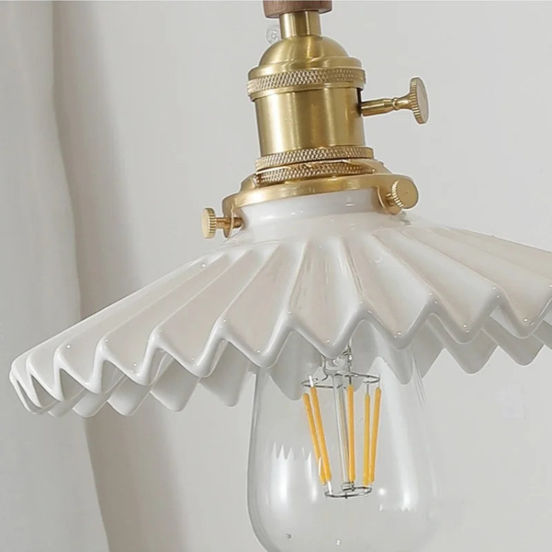 Afralia™ Ceramic Walnut Wood LED Pendant Light Fixture for Dining Room and Home Decor