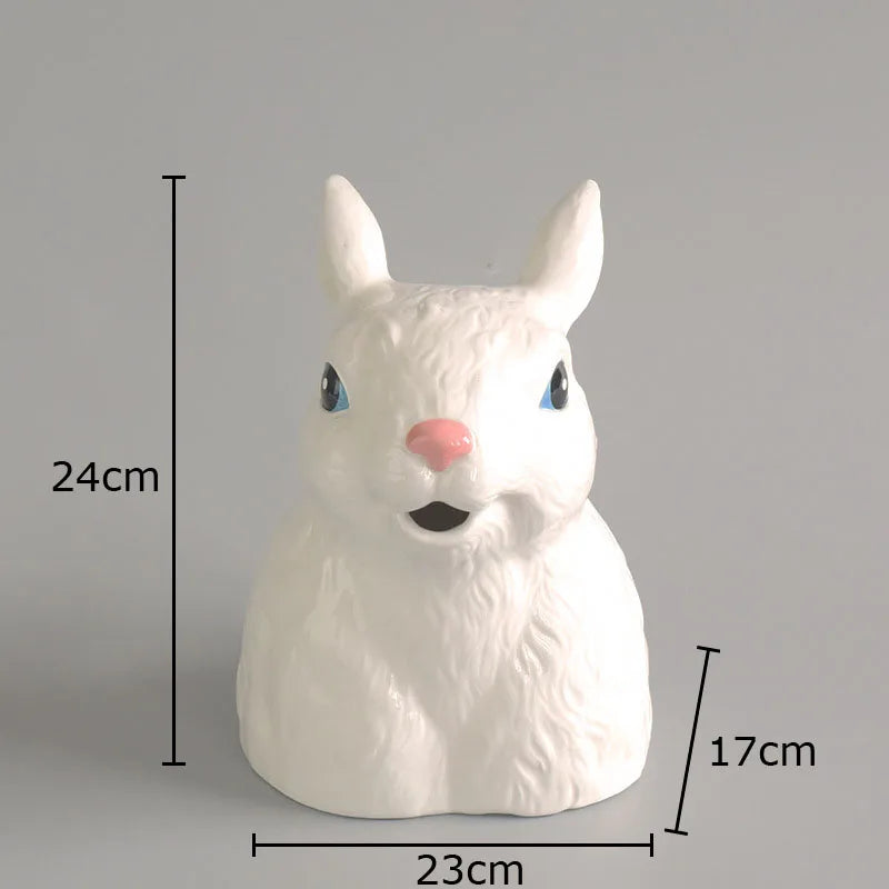 Afralia™ Rabbit Ceramic Vase for Desk Decor and Floral Arrangements