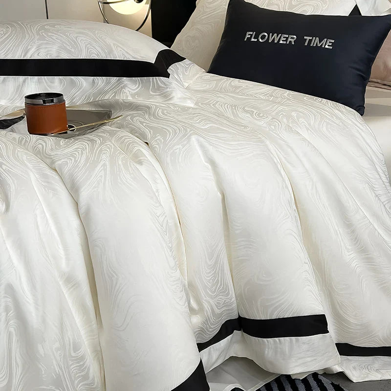 Afralia™ Silky Cool Cotton Jacquard Bedding Set with Luxe Lyocell, Soft & Breathable Quality