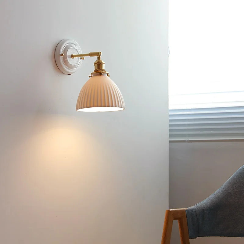 Afralia™ Ceramic LED Wall Light with Knob Switch, Nordic Modern Design for Bedroom and Bathroom