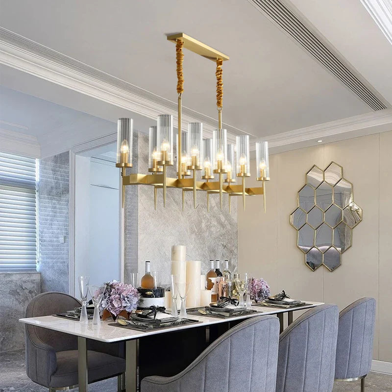 Afralia™ Gold Plated Nordic Living Room LED Chandelier | Luxury Hanging Pendant Lighting