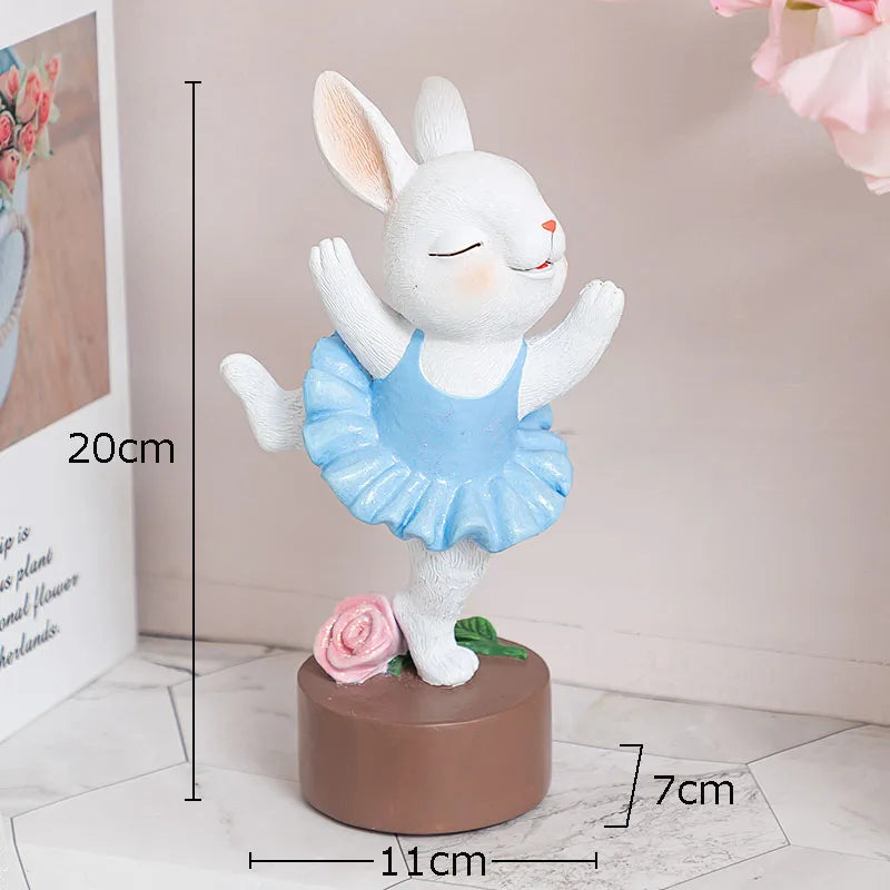Afralia™ Ballet Rabbit Dancer Sculpture - Cute Ballerina Statue for Modern Desk Decor