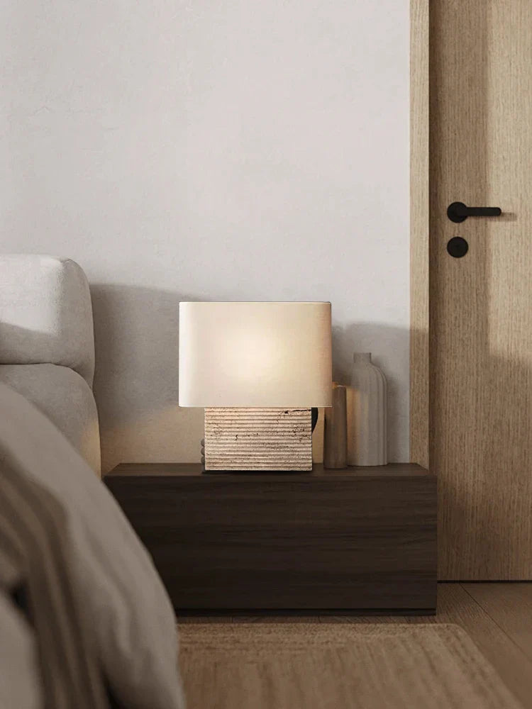 Afralia™ Large Brown Stone Fabric Table Lamp for Home Decoration in Living Room or Bedroom