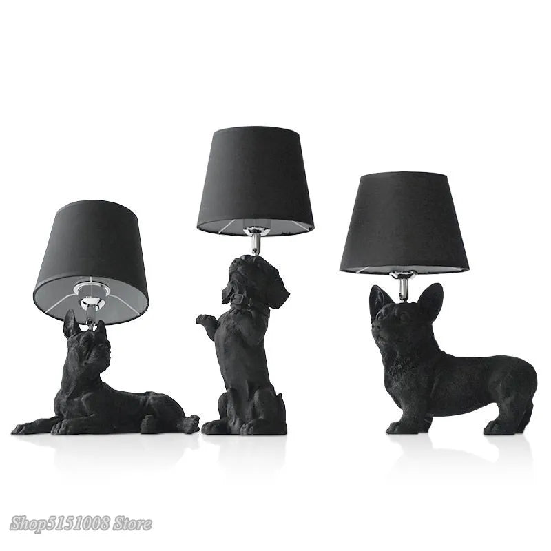 Afralia™ Black/White Puppy Dogs Table Lamps for Home Decor Lighting