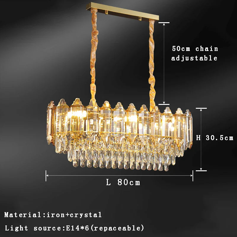 Afralia™ Gold Amber Crystal Chandelier Lights Modern Room Decor Hanging Lamp