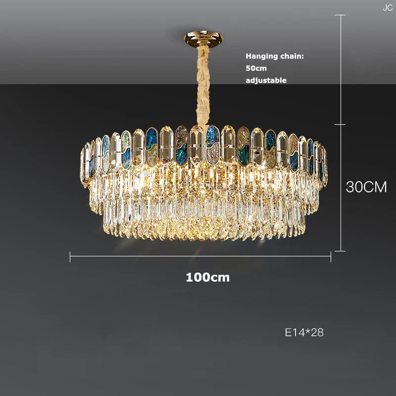 Afralia™ Dimmable LED Sea Shell Crystal Chandelier Luminaire for Living Room