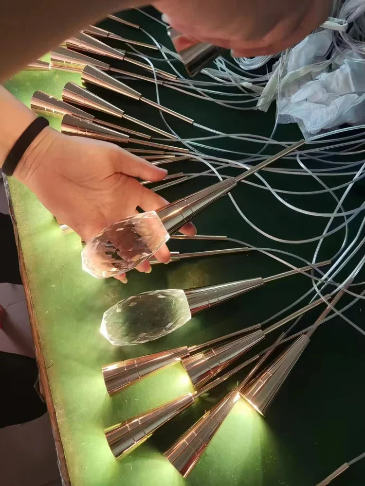 Afralia™ Modern Crystal Chandelier for Villa High Living Room, LED Ceiling Light