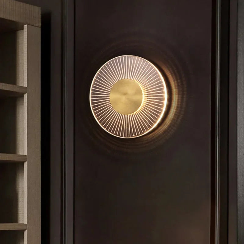 Afralia™ Gold LED Round Wall Lamp for Elegant Indoor Lighting