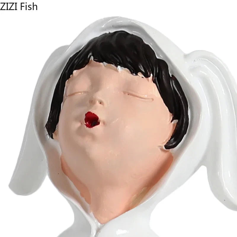 Afralia™ Girls and Books Resin Sculpture Figure for Modern Room Decor