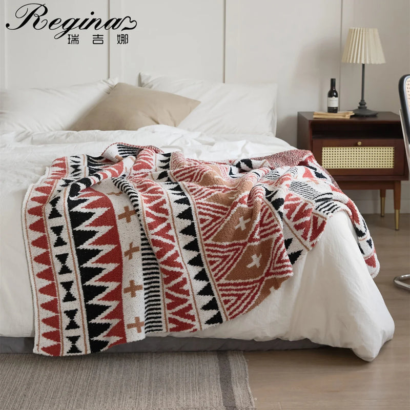 Afralia™ Exquisite Geometric Microfiber Knitted Throw Blanket