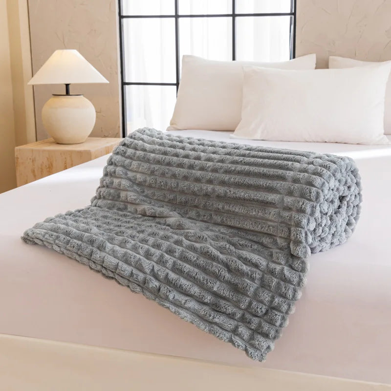 Afralia™ Nordic Flannel Checkered Blanket, Soft Queen King Size Sofa Decoration