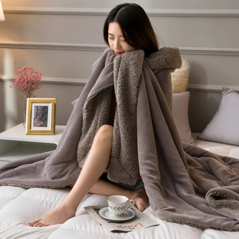 Afralia™ Cozy Lambswool Flannel Blanket for Sofa, Office, and Bed
