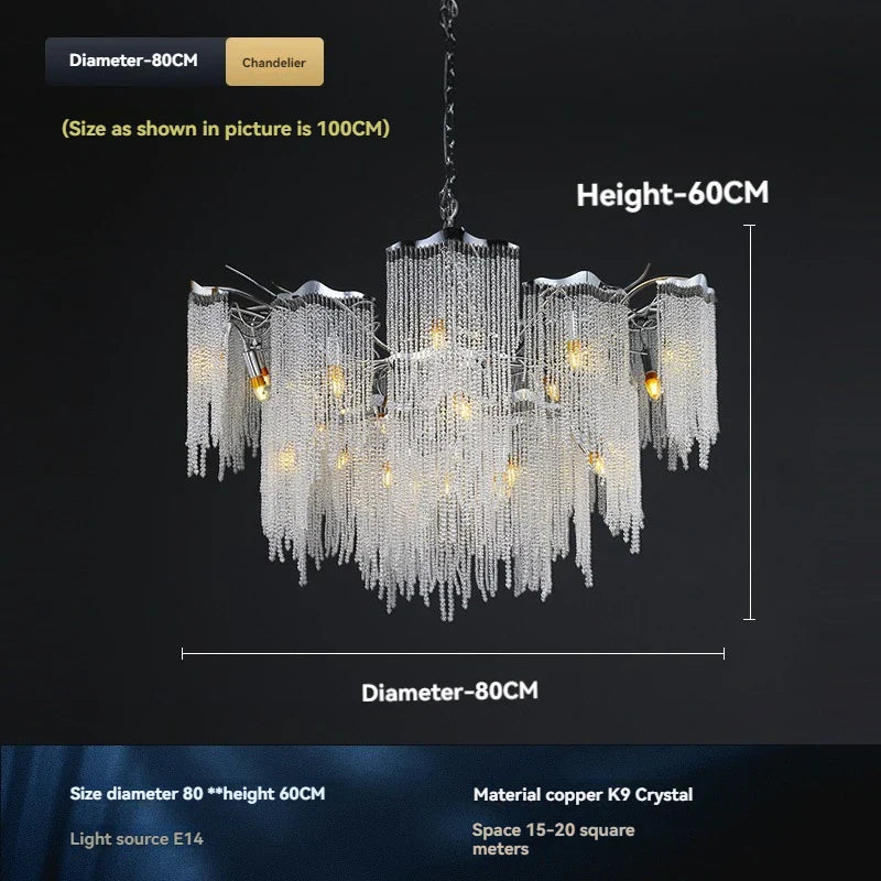 Afralia™ Crystal Tassel Pendant Light - Luxury Villa Chic for Living, Dining, Bedroom & Hotel