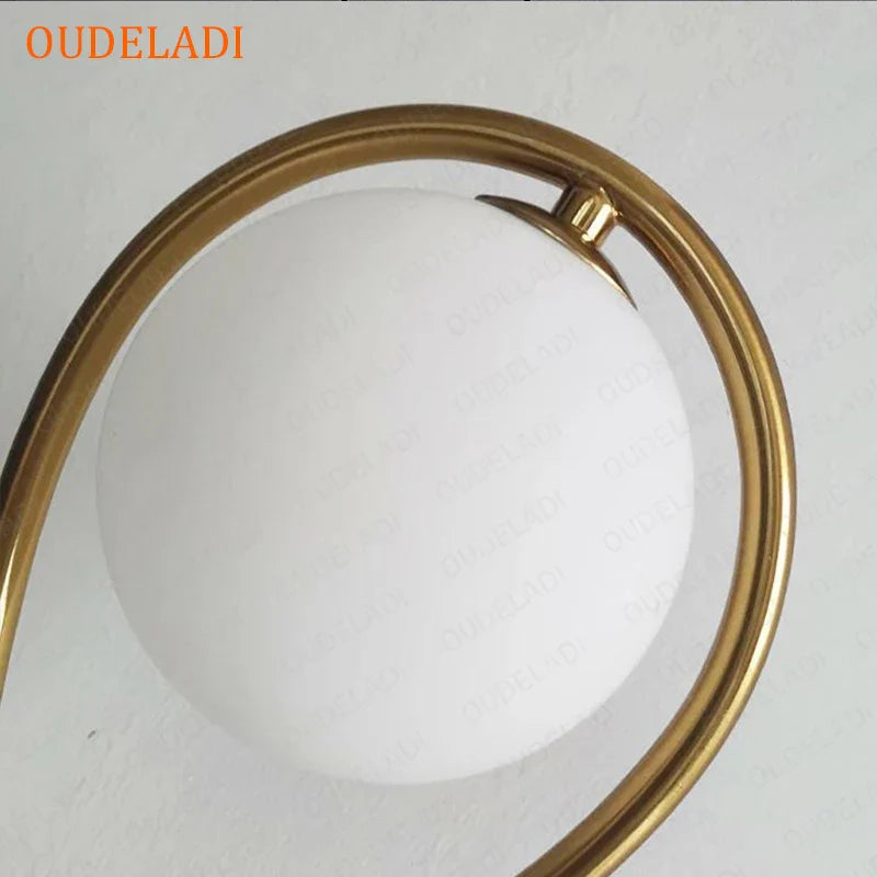 Afralia™ Nordic Glass Ball Brass Table Lamp | Modern Bedroom Living Room Decor