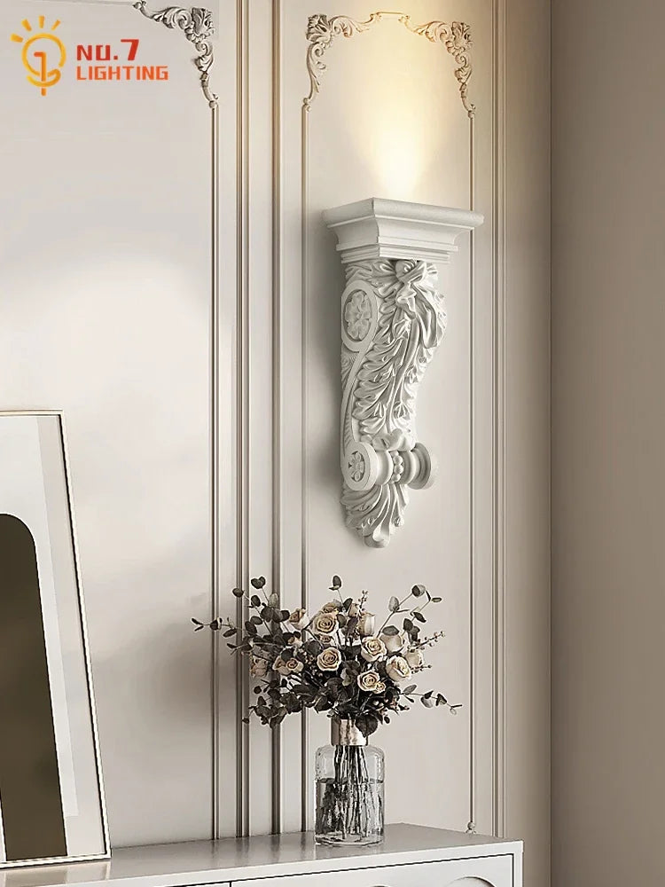 Afralia™ Cream Resin Wall Lamp LED E27 for Classical Living Spaces