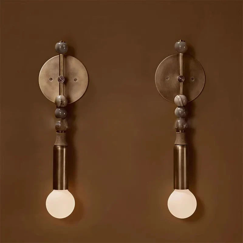 Afralia™ Brass Marble Ball Wall Sconce LED Dimmable Classic Home Decoration