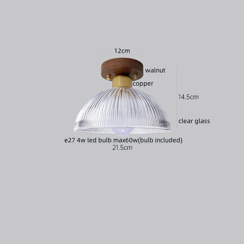 Afralia™ Wood Glass LED Ceiling Lamp Modern Kitchen Living Room Light Fixture