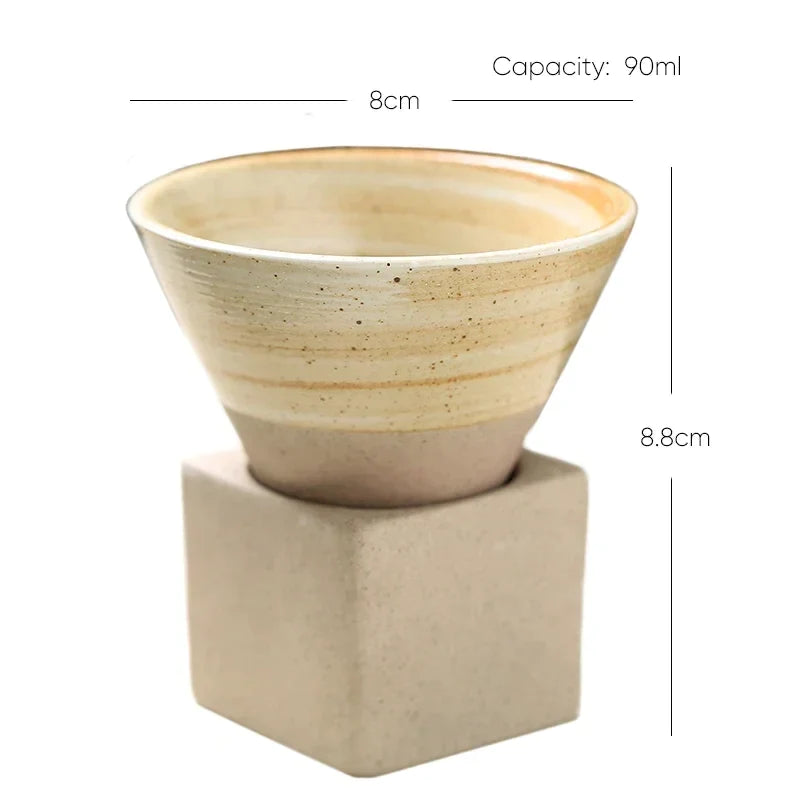 Afralia™ Retro Ceramic Coffee Mug Rough Pottery Tea Cup Latte Pull Flower Porcelain