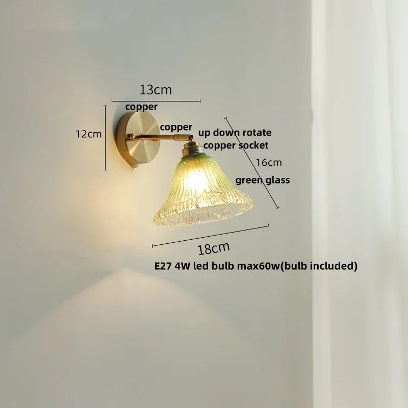 Afralia™ Blue Glass Wall Sconce Pull Chain Switch Rotate Stair Light